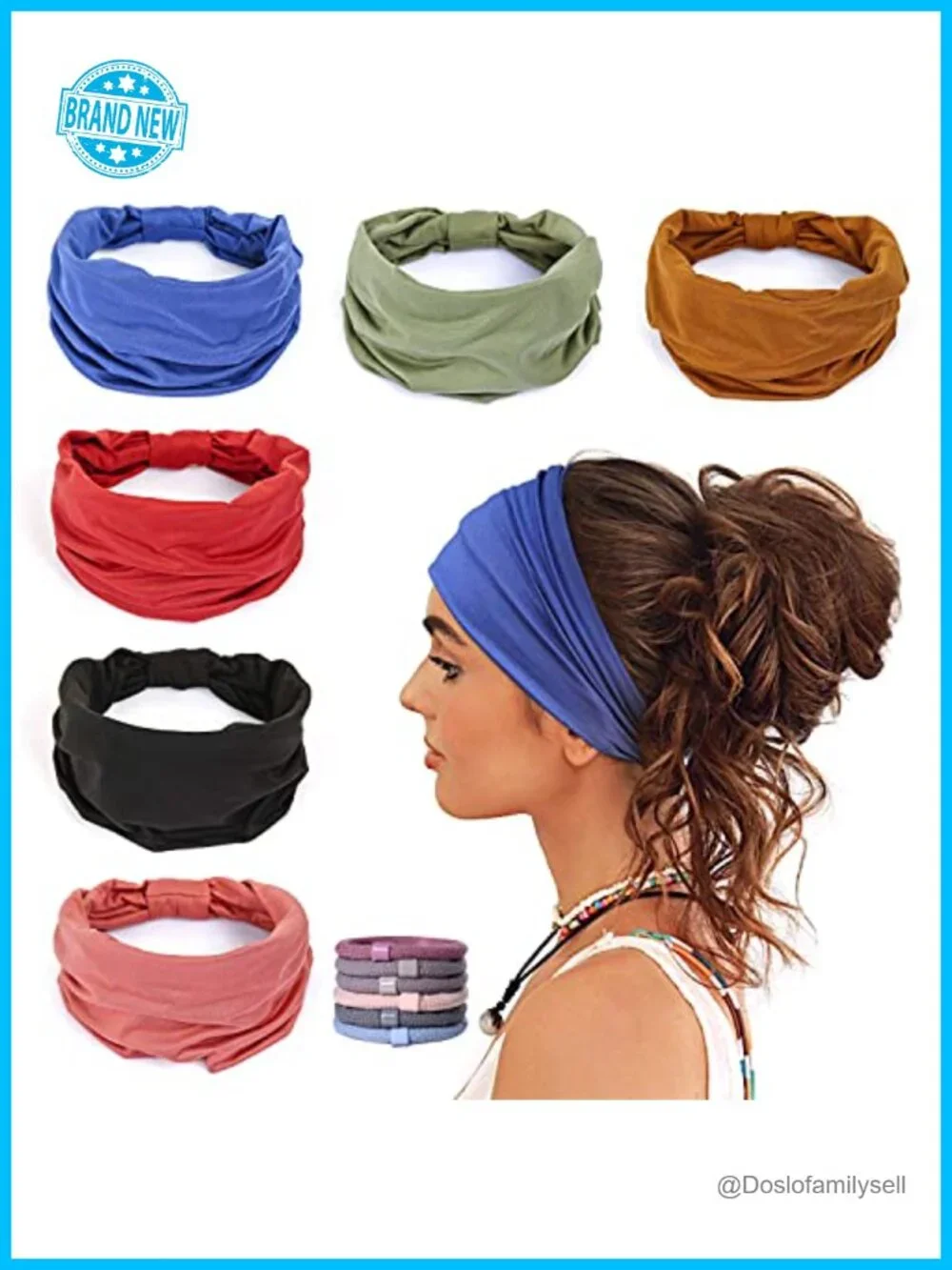 6 Pack Non Slip Wide Headbands for Women Yoga Running Workout
